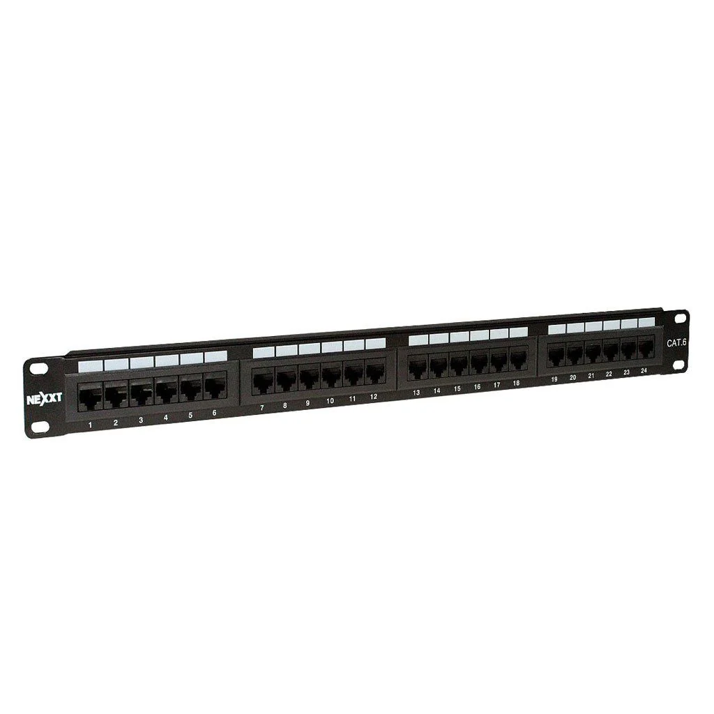 Nexxt Solutions Infrastructure Patch Panel para Montaje en Rack Tablero de Conexiones, Cat6, 24 Puertos, 19"