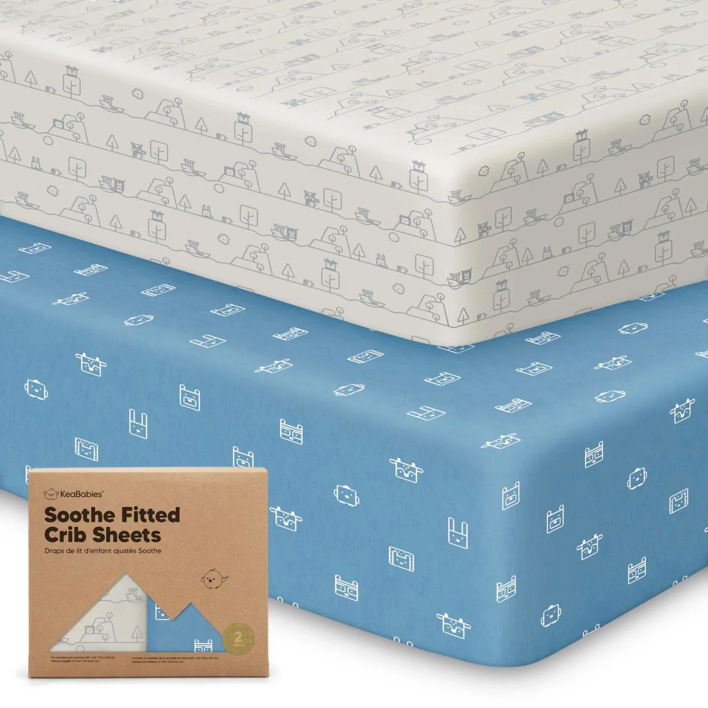 Paquete de 2 sábanas bajeras para cuna Keababies!!