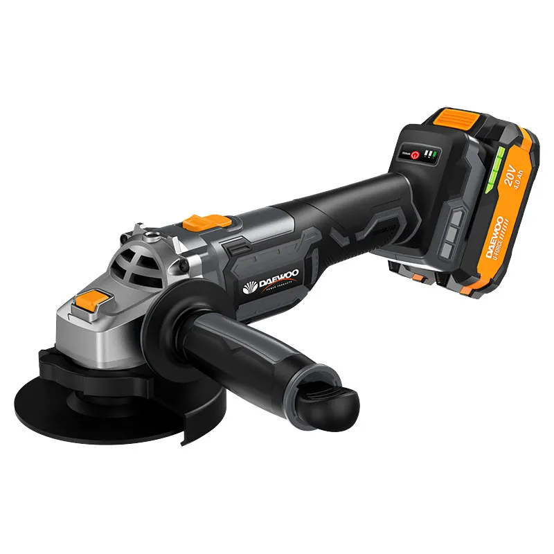 Combo de taladro percutor 1/2" + esmeril angular 4 1/2" inalámbrico 20 V Daewoo incluye 2 baterias (2.0 Ah y 4.0 Ah) y cargador