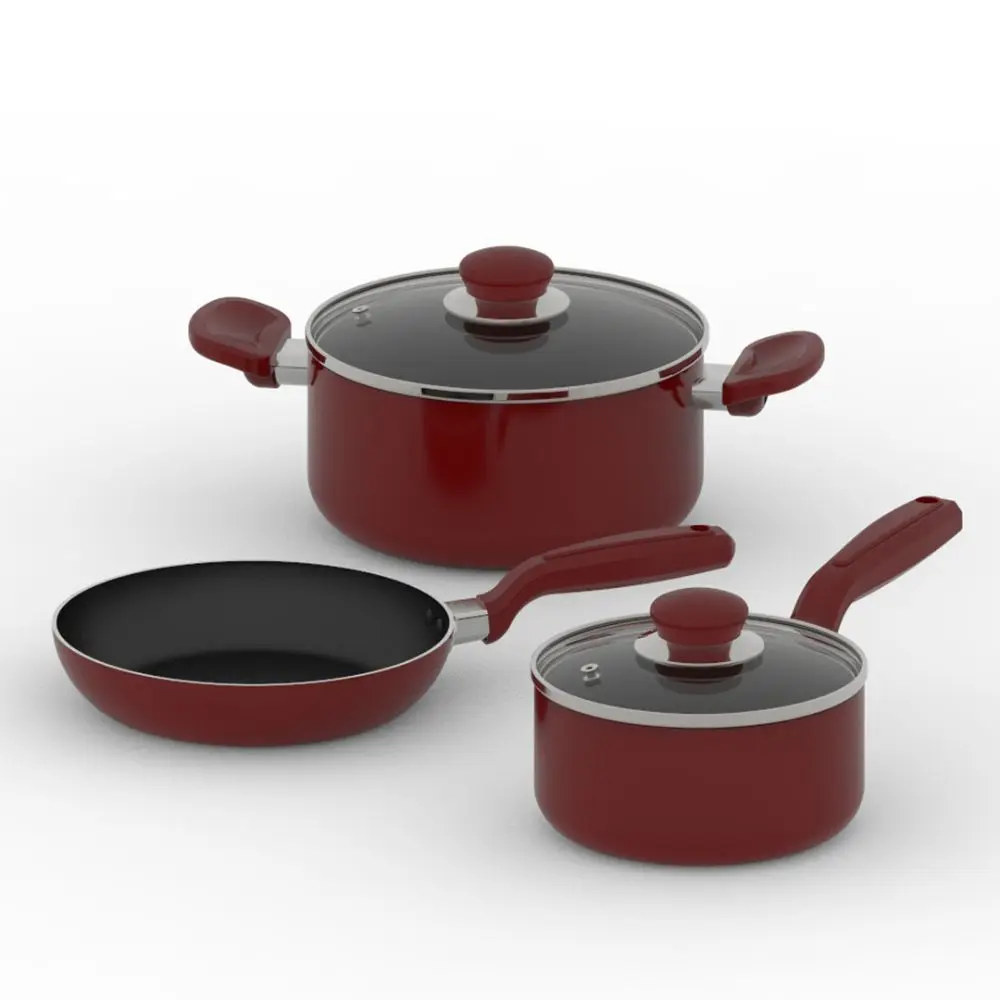 Batería de cocina Quattro Aluminio Rojo 5 piezas QTTCWA011