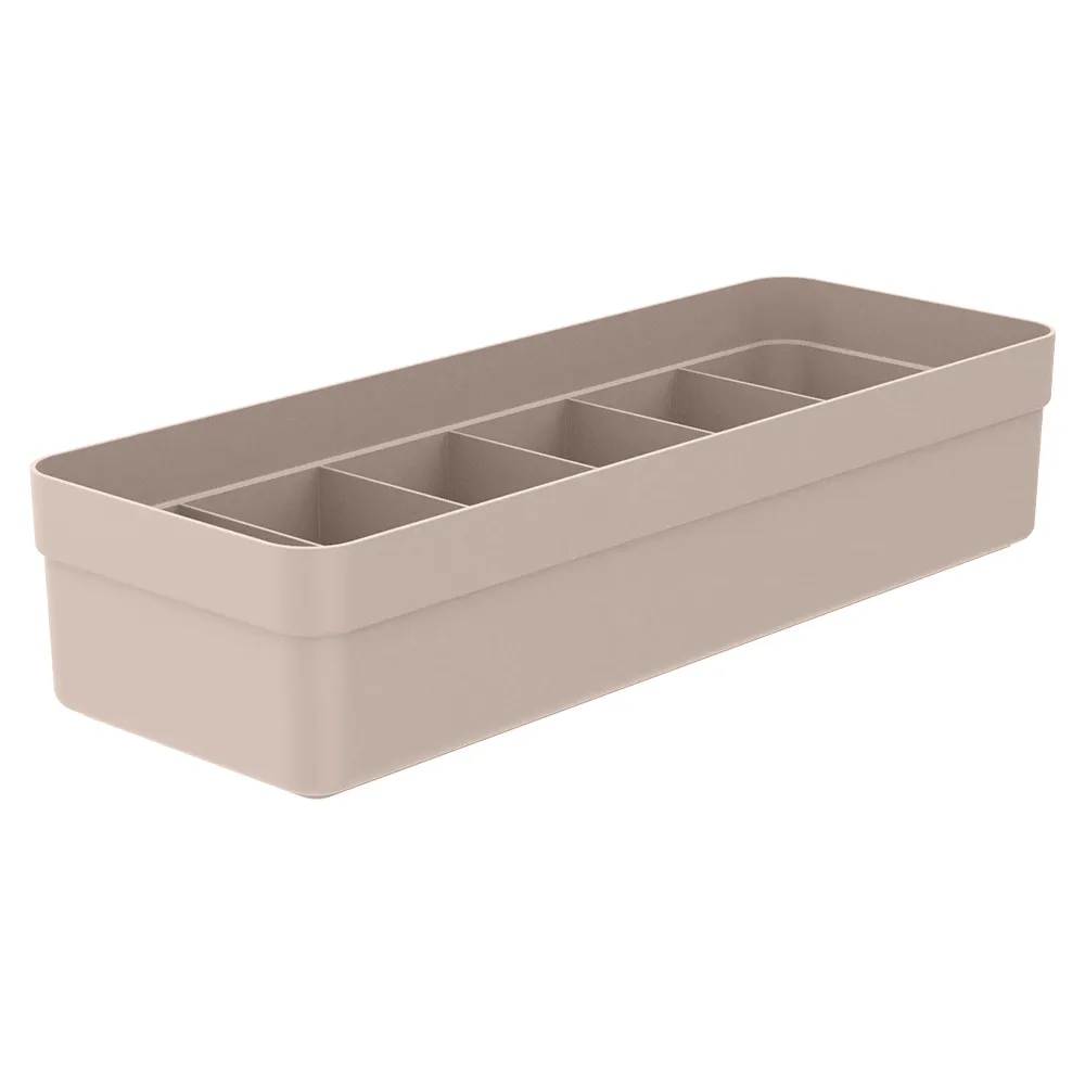 Organizador beige de plástico 12,5 x 7,5 x 35 cm