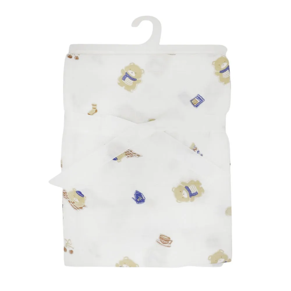 Frazada muselina con estampado de oso para bebé