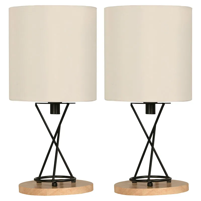 Lámpara de mesa negro 1L E27 40 W 2 unidades