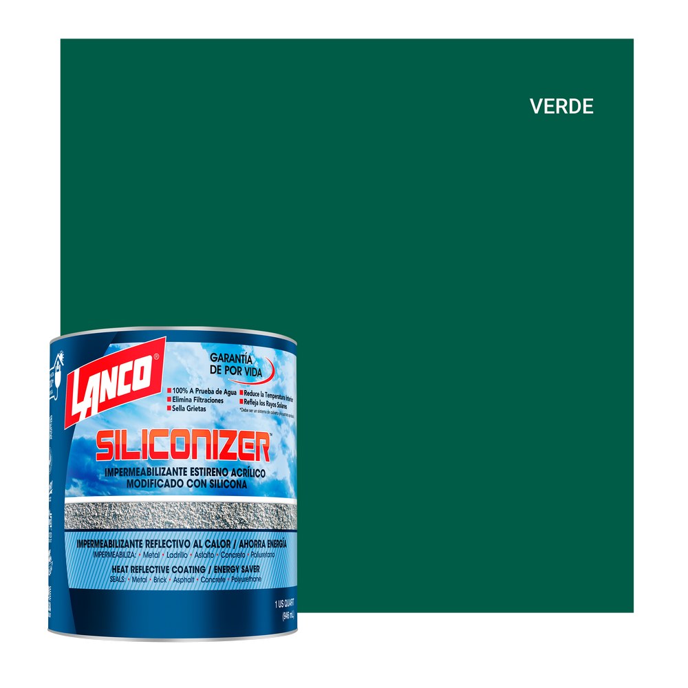 Impermeabilizante para techos verde siliconizer cuarto (0.946 l)