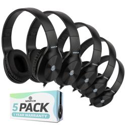 Sonitum Kids Headphones, 5-Pack, On-Ear, 3.5mm Wired, Adjustabl