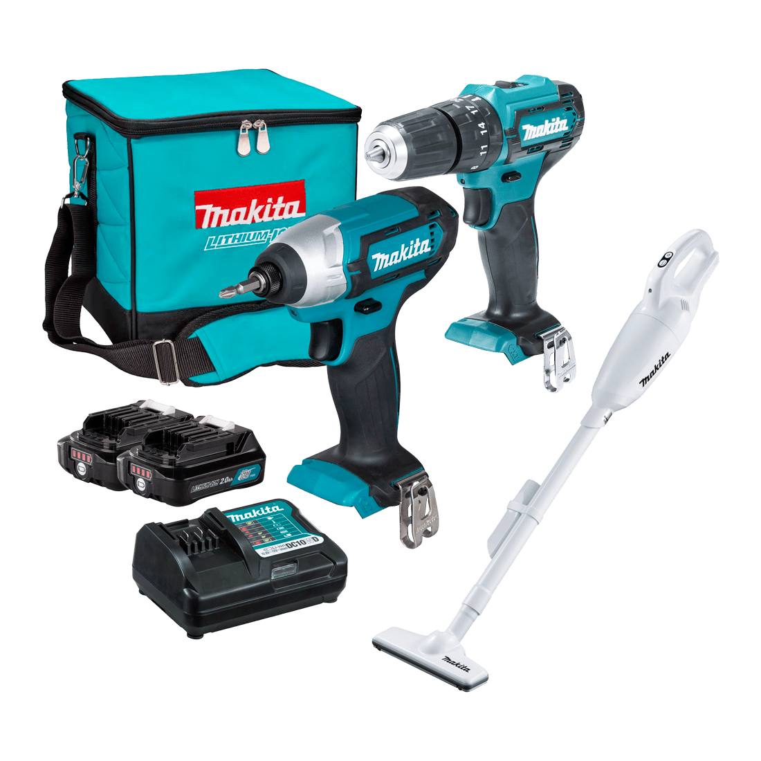 MAKITA CLX307 COMBO TALADRO Y ATORNILLADOR CLX228 (HP333D + TD110D) + ASPIRADORA 12V CL108FDZW