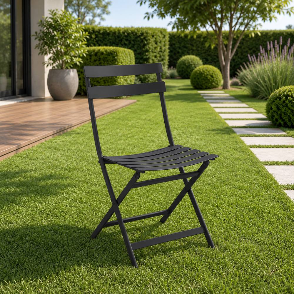 Silla metalica plegable 81x50x42cm gris greensboro