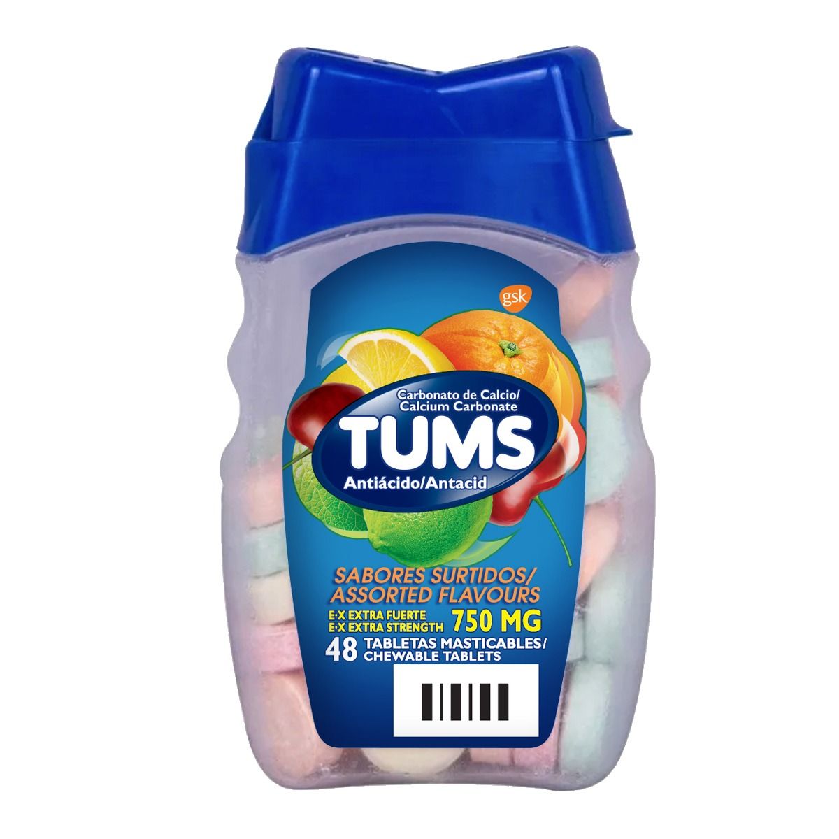 ANTIACIDO TUMS EXTRA FUERTE SURTIDO 48 TAB
