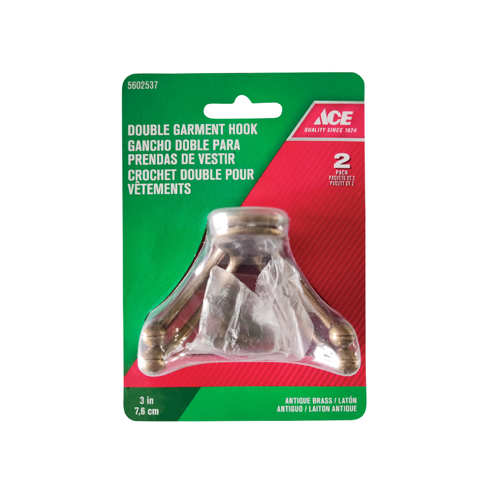 Gancho doble con tornillos 3cm (7.6pulg) bronce