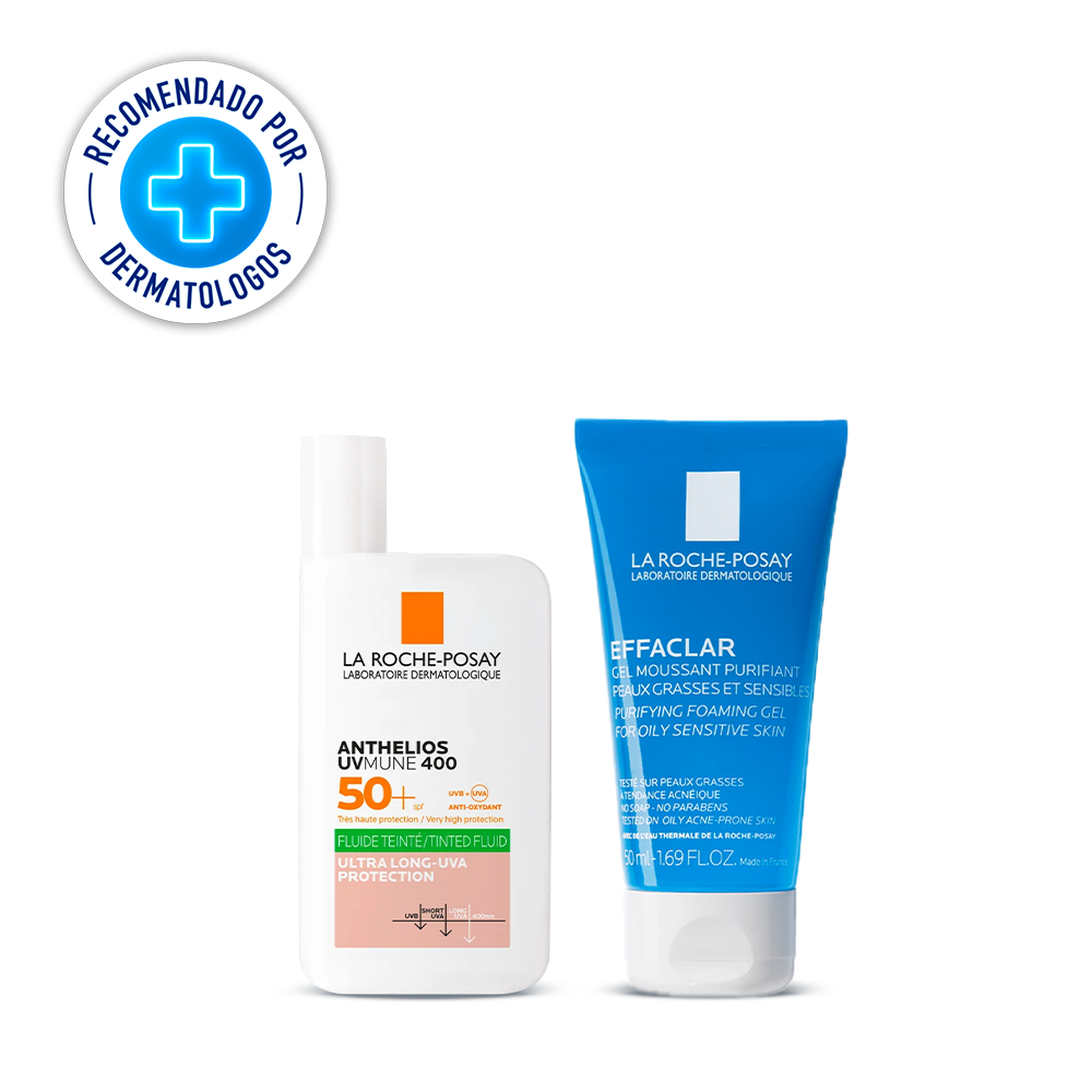 LA ROCHE-POSAY ANTHELIOS UVMUNE 400 SPF50+ CON COLOR OIL CONTROL EMULSION 50 ML + 2X EFFACLAR 50ML