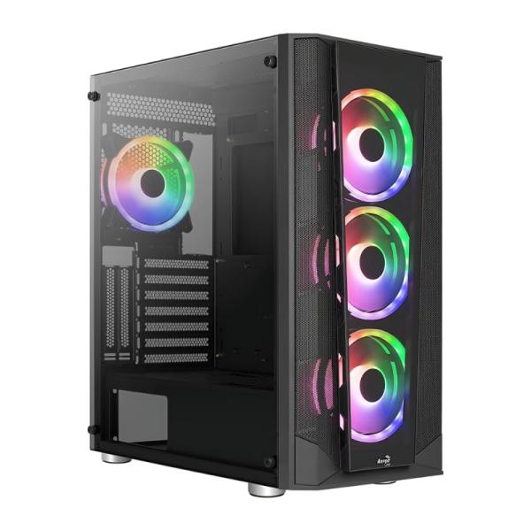 Case Aerocool Gaming RGB Mini Tower Tern Mini Ventiladores 4 de 120MM con Vidrio Lateral y Malla Frontal Tern Mini-G-BK-V1 – Negro