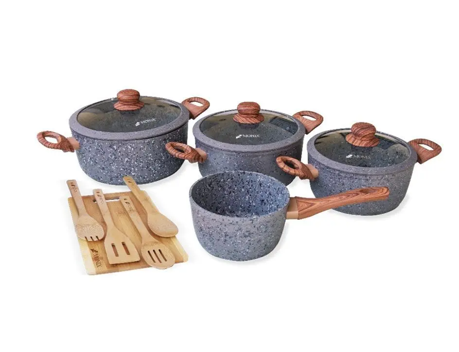 Juego de ollas Monix 12 piezas Granito Gris