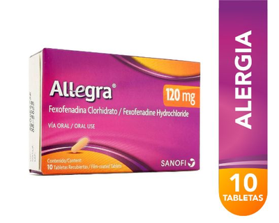 Allegra Sanofi 120 mg caja 10 tabletas (precio por tableta)
