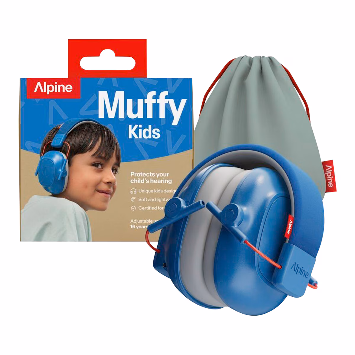 Alpine Muffy Kids – Auriculares con cancelación de ruido para niños, certificado CE y ANSI, 25 dB, ayuda sensorial y de concentración, azul