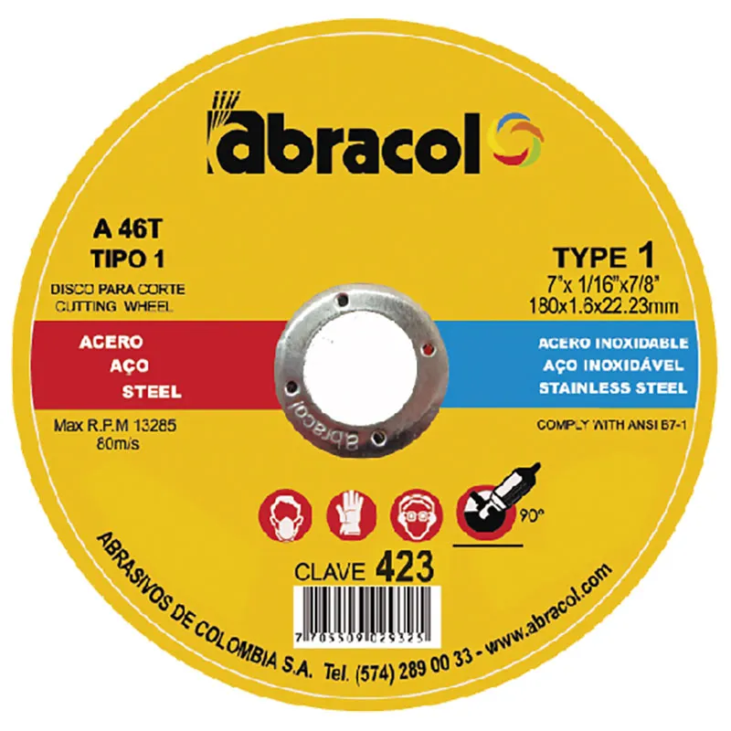 Disco de corte de metal 7" DT1 A46T