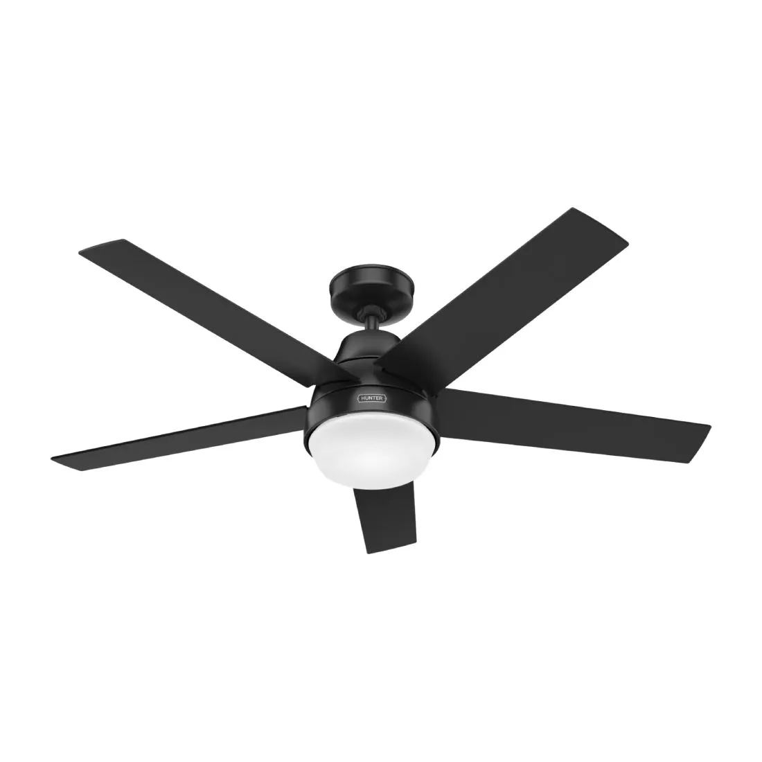 Ventilador residencial Aerodyne p/techo con luz HUNTER led 800lm5 aspas diámetro 1.3m 48w 110v negro
