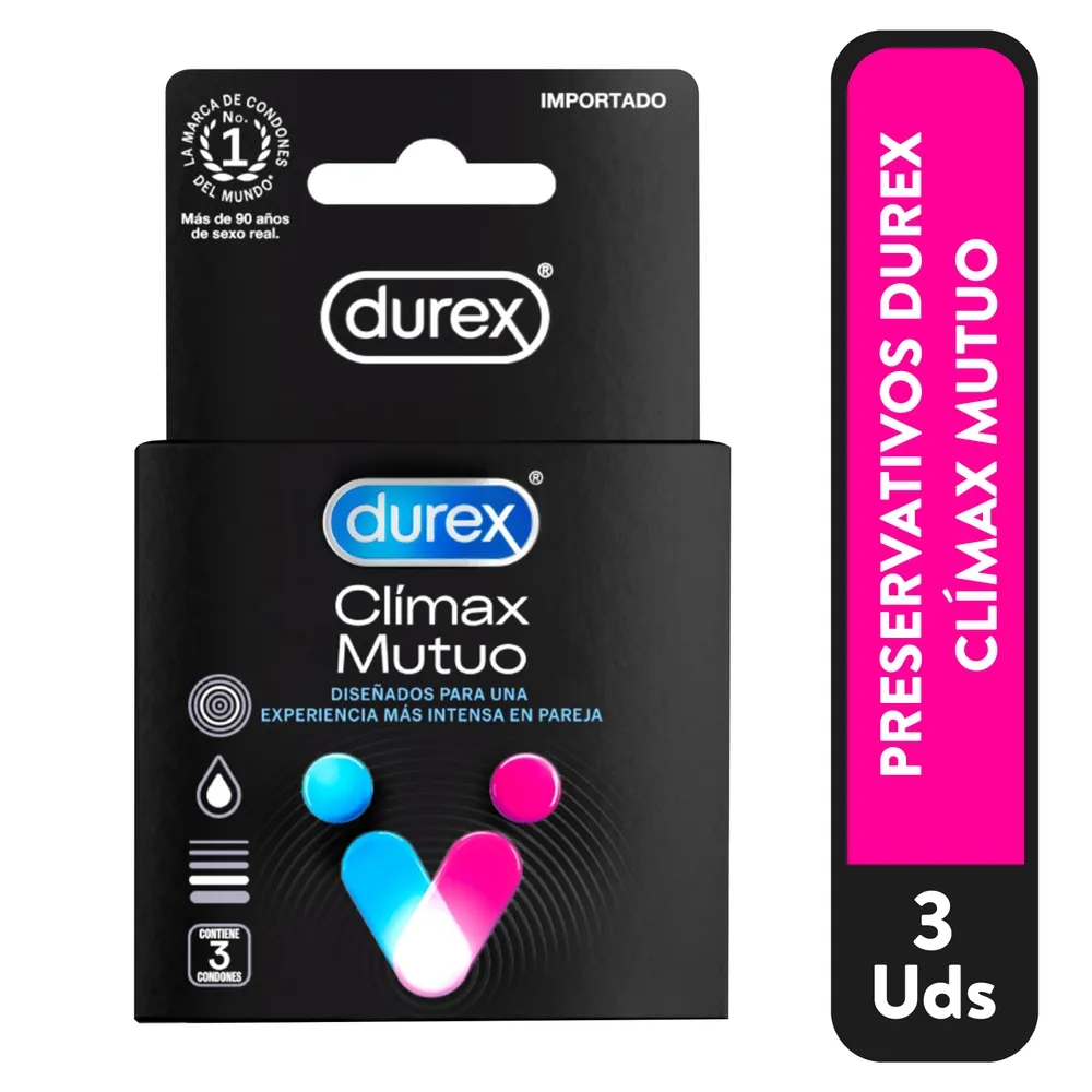 Condones Durex Clímax Mutuo Regular Látex Natural, Lubricante A Base De Silicona -3Uds