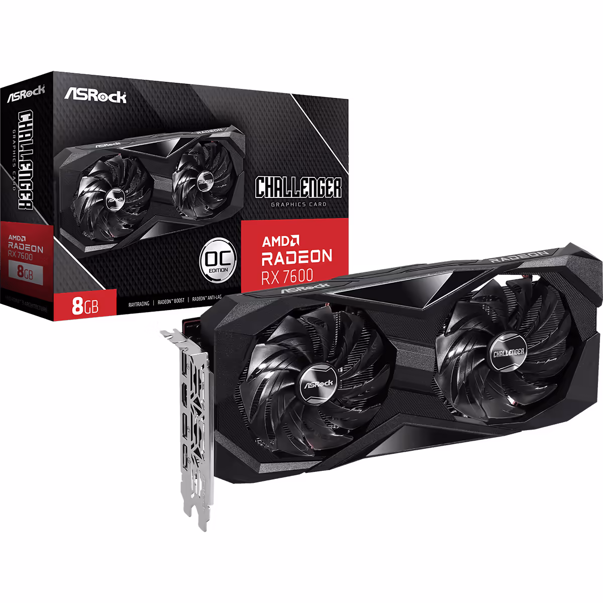 TARJETA DE VIDEO ASROCK RX-7600 CHALLENGER 8GB OC