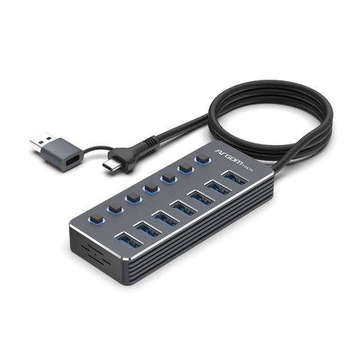 ARGOM HUB USB A+C A 7 PUERTOS USB ARG-UB-0191