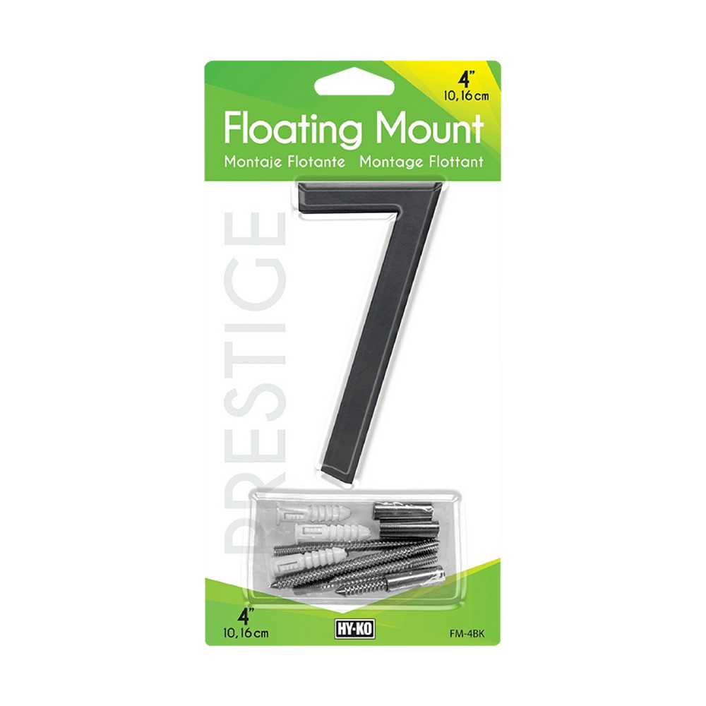 Numero 7 flotante negro de 4 in