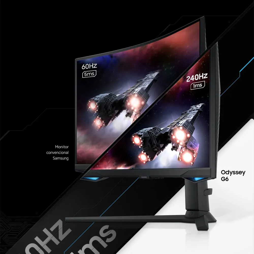 Monitor Gaming Smart Samsung Odyssey G6 G65B 27" QHD 240 Hz 1 ms Curvo