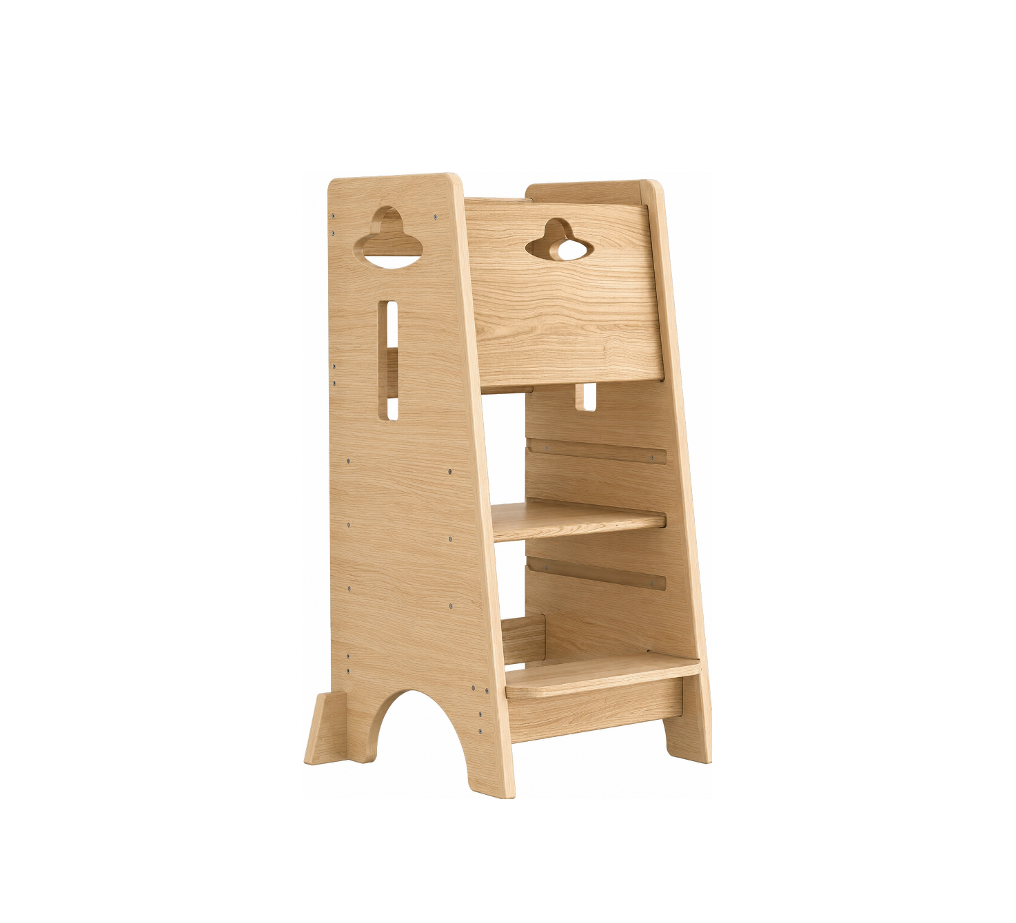 Torre de Aprendizaje Montessori Ajustable de 3 Niveles | Torre de Cocina para Niños con Protección Anticaídas | Madera Natural
