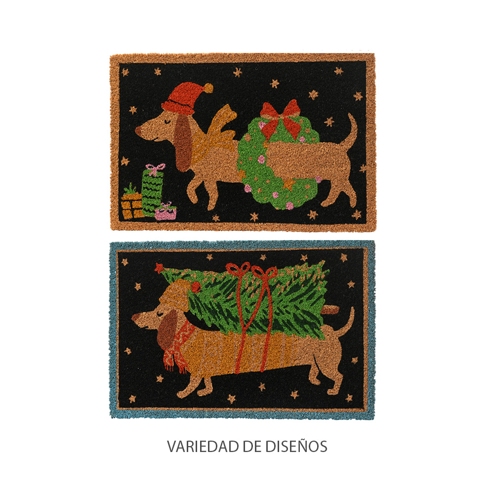 Alfombra navideña rectangular de coco para interior