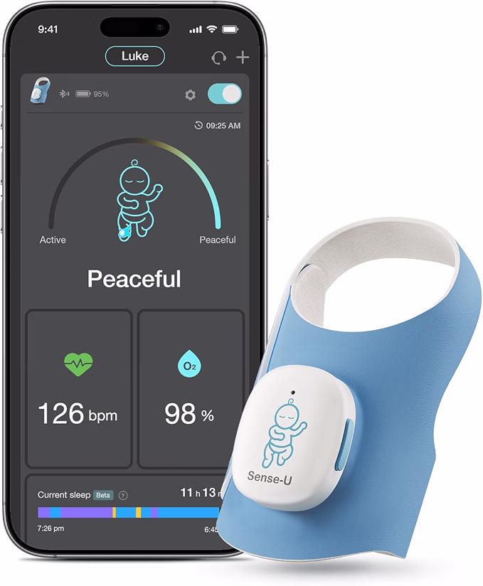 Sense-U Smart Sock 2 – Monitor Inteligente de Frecuencia Cardíaca y Sueño para Bebé 1–12 Meses
