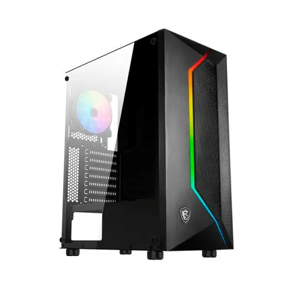 Case MSI RGB Mid Tower MAG Vampiric 100R Ventiladores 2 de 120MM con Vidrio Lateral y Malla Frontal Iluminada 306-7G07R25-809 Negro – Negro