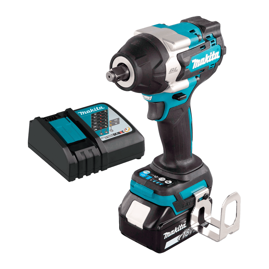 MAKITA DTW700ZX09 LLAVE DE IMPACTO A BATERIA 1/2" 18V LXT BL 430W 700NM 2700IPM C/1 BAT.5AH + CARGADOR