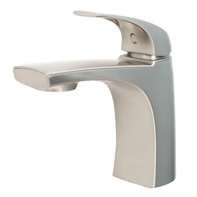 Grifo lavamanos cuello bajo Karci níquel cepillado con Spot Defense monomando