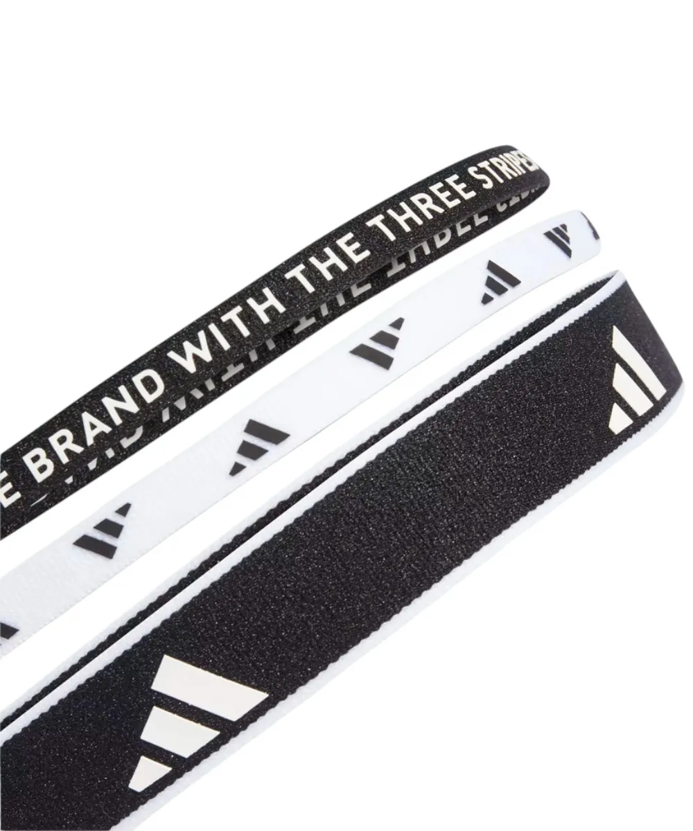 Pack de 3 diademas elásticas de entrenamiento Adidas negro con blanco