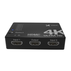 Switch HDMI Xtech XHA-430, 5 Entradas a 1 Salida, 4K UHD 30Hz