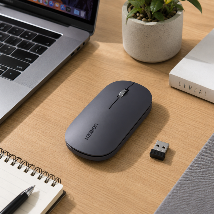 MOUSE ULTRA SLIM INALAMBRICO NEGRO BATERÍAS UGREEN