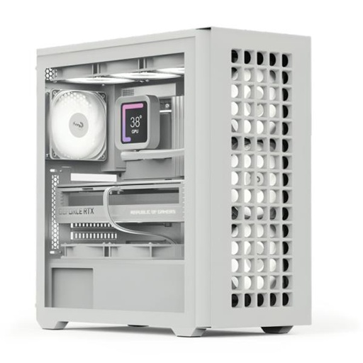 CASE RGB AEROCOOL D502A TORRE MEDIA MALLA 1 ABANICO FRONTAL Y 3 ABANICOS TRASEROS D502A-G-WT-V1 BLANCO