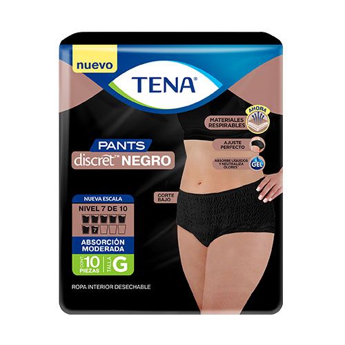 TENA PANTS DISCR NEGRO G 10 UN