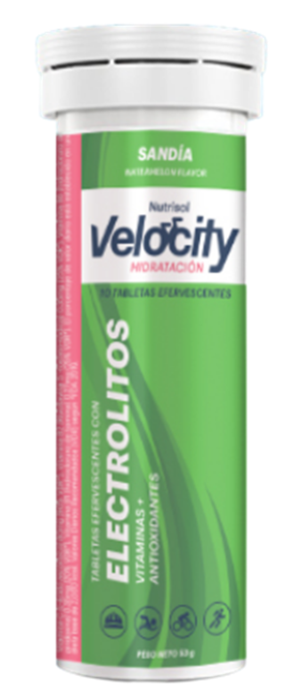 Velocity, Electrolitos Sabor Sandia, 10 Tabletas Efervecentes