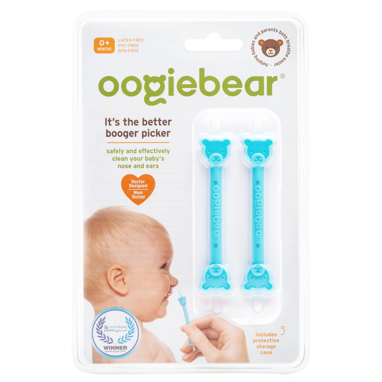 Oogiebear Recogedor de Mucosidades y Cera de Oídos para Bebés con Estuche – Paquete de 2