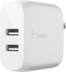Cargador De pared Doble USB-A De 24W, Blanco, Belkin