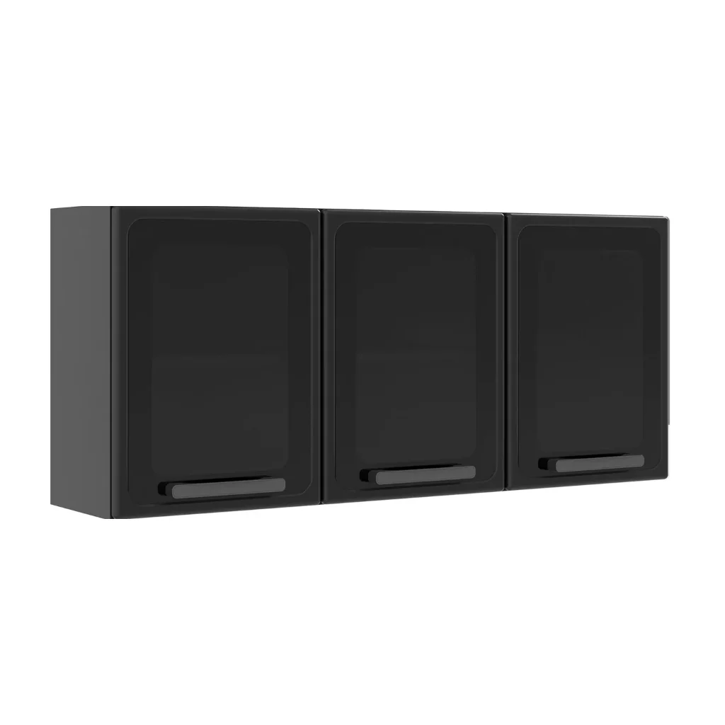 Mueble de acero para cocina Bertolini modelo Estilo aéreo de acero con vidrio color gris 3 puertas 120cm