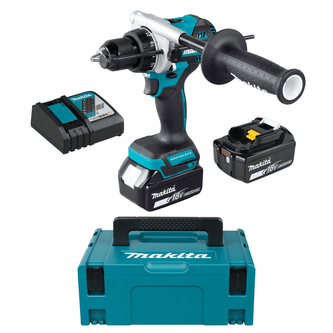 MAKITA DHP486 TALADRO PERCUTOR 1/2" BAT LITIO-ION 18V 125NM 2100RPM C/2 BAT 5AH Y CARG DC18RC BL