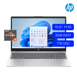 Laptop HP NoteBook, 15.6 Pulgadas Touch FHD, Ryzen 5-7520U, 8GB