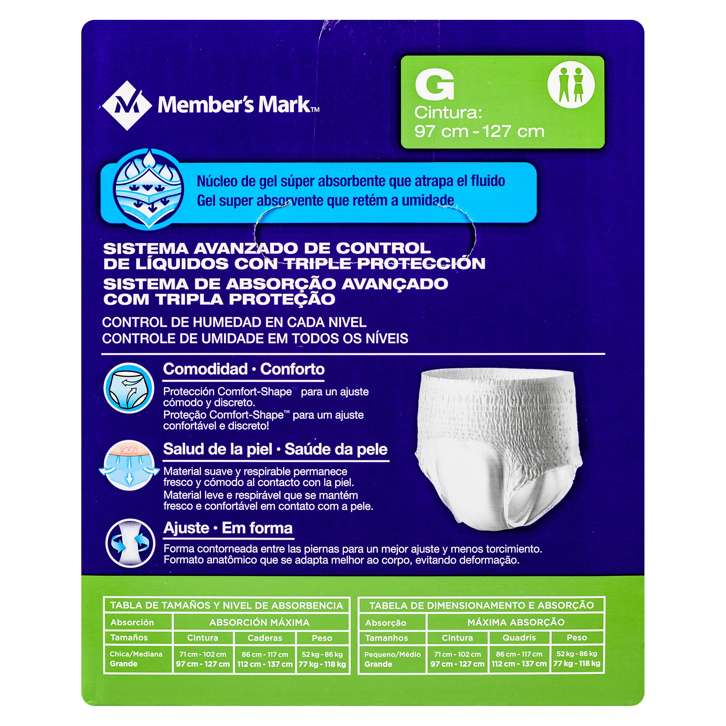 Ropa interior Member's Mark para incontinencia unisex talla G - 32 Uds
