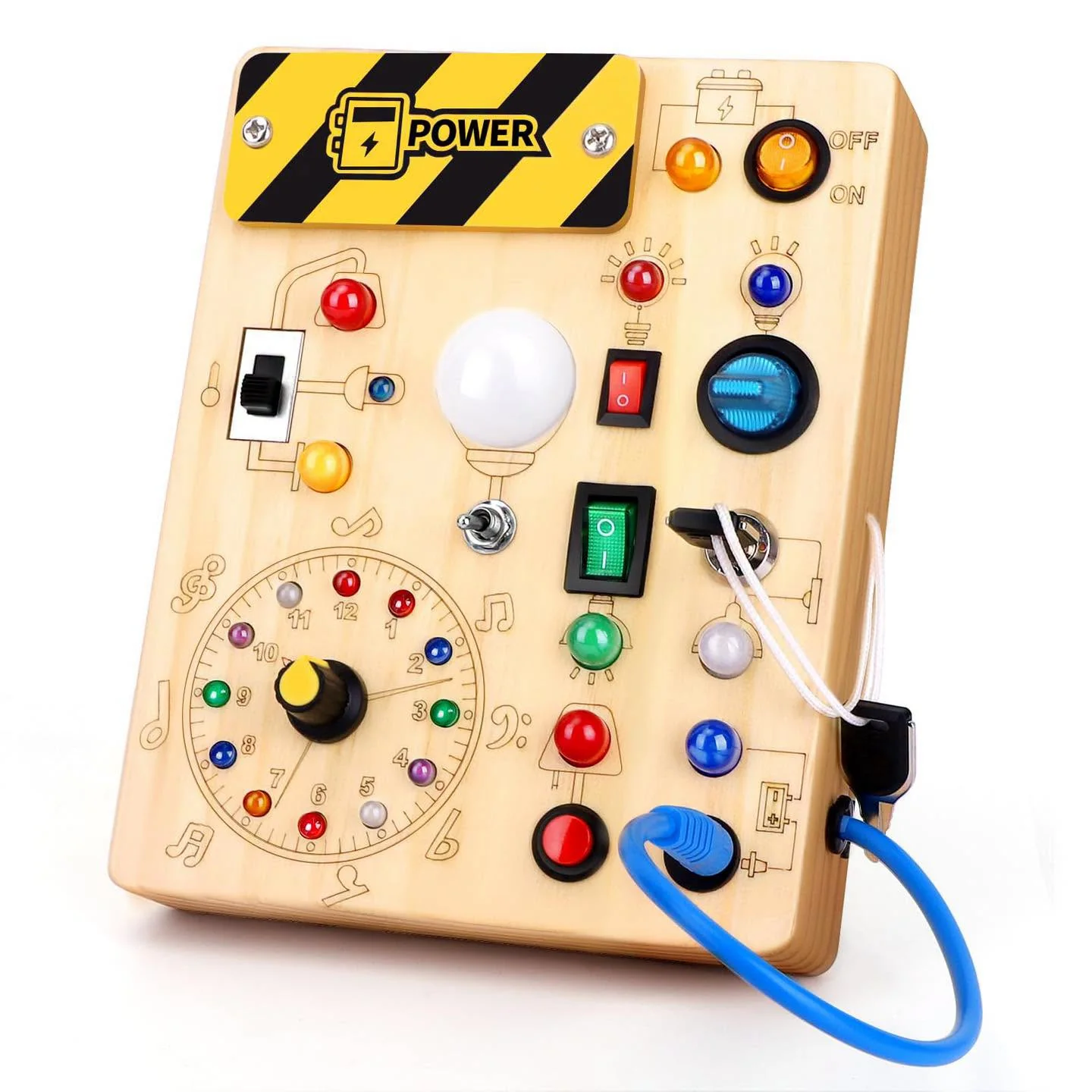 Tablero de actividades con 23 luces LED e interruptores diferentes!