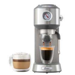 Cafetera Oster Compacta de Espresso y Cappuccino, Color Platead