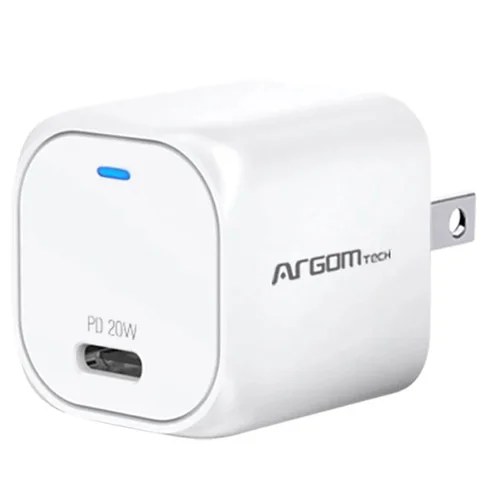 Cargador Argom Fast Charge Tipo-C 20W – Blanco