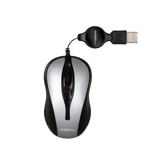 MOUSE ARGOM USB RETRACTIBLE GRIS