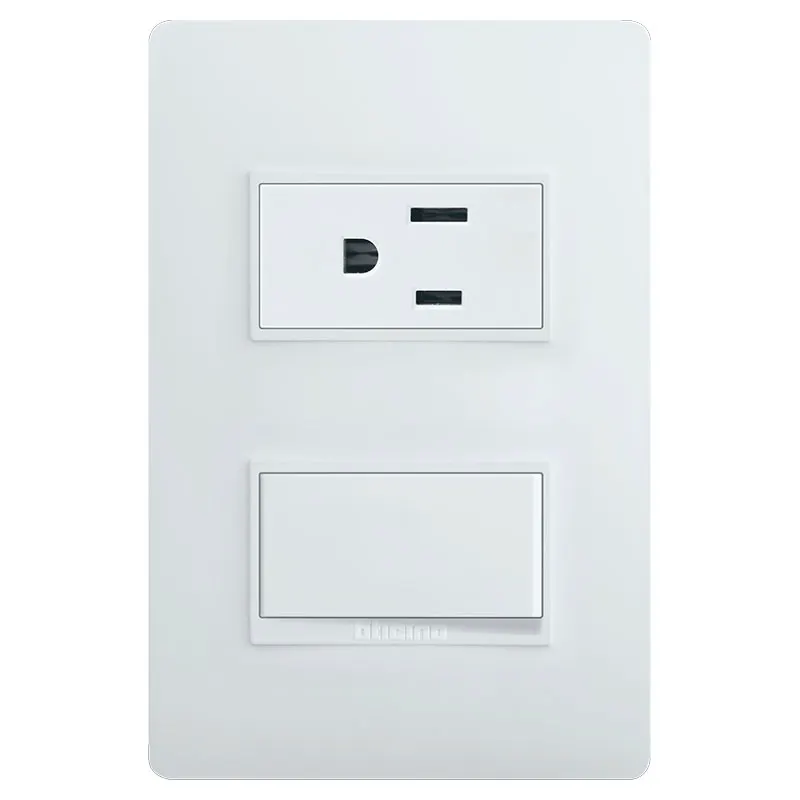 Interruptor + tomacorriente sencillo 15 a 127 v blanco bticino lúzica