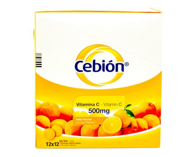 Cebión Masticables de Vitamina C sabor a Naranja con 12 unidades