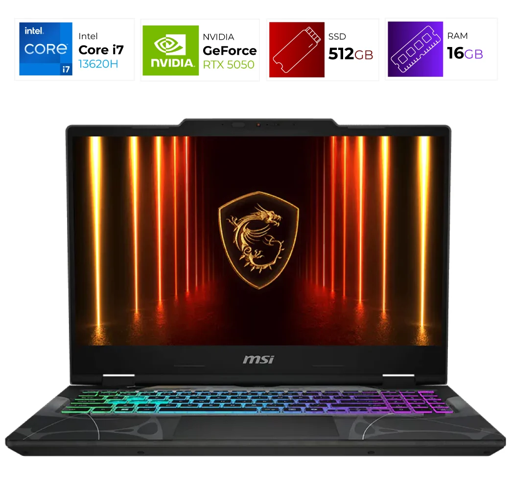 MSI Cyborg 15 – Intel i7 13620H – 16GB – RTX 5050 – 512GB – Translucent Black